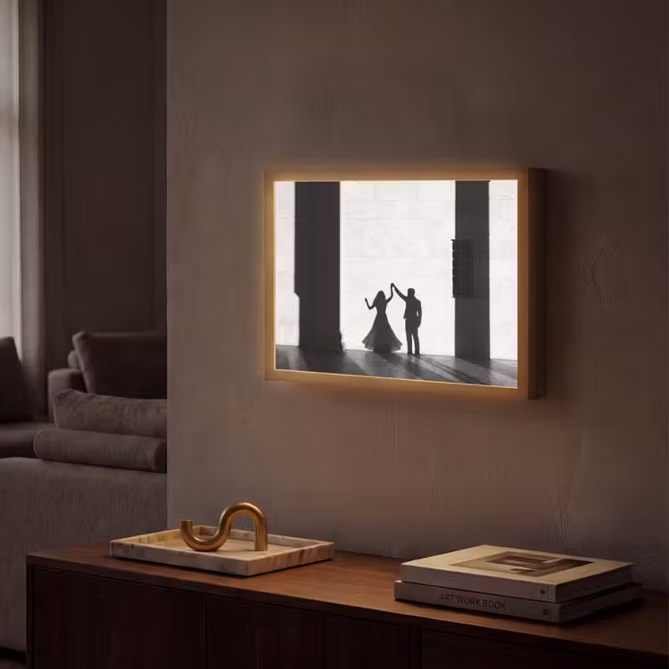 Mensen - Schaduw - Dans - Zwart-wit - Liefde Light Box met batterij (Wandlamp) middel -sfeer1