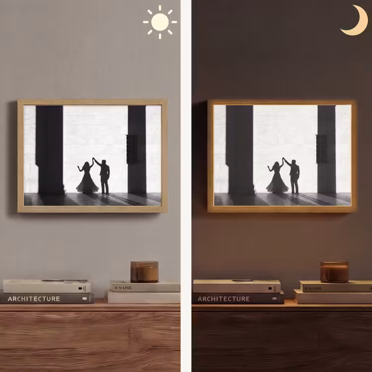 Mensen - Schaduw - Dans - Zwart-wit - Liefde Light Box met batterij (Wandlamp) middel -sfeer3