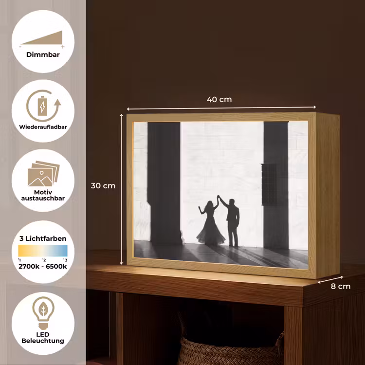 Mensen - Schaduw - Dans - Zwart-wit - Liefde Light Box met batterij (Wandlamp) middel -USP_websiteoverzichtDE