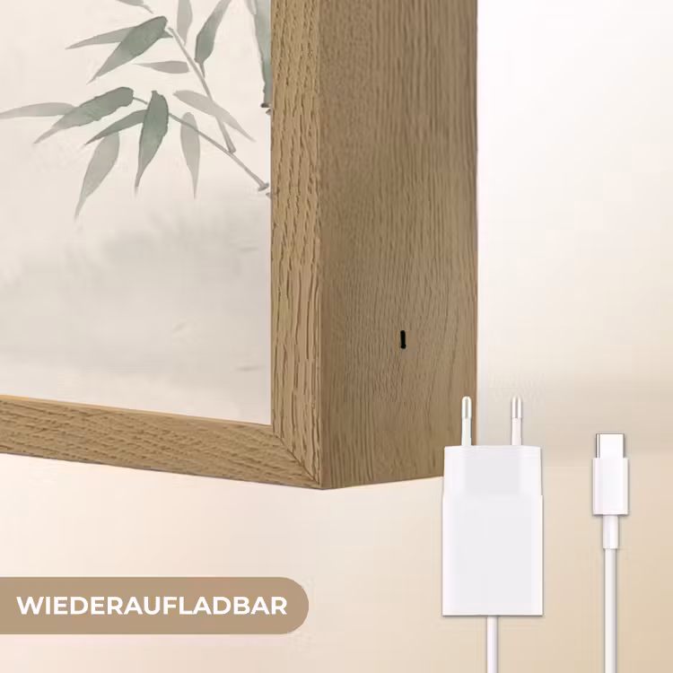 Minimalistisch - Bamboe - Groen Light Box met batterij (Wandlamp) middel -USP_websiteoplaadbaarDE