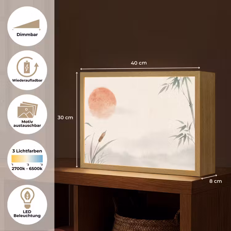 Minimalistisch - Bamboe - Groen Light Box met batterij (Wandlamp) middel -USP_websiteoverzichtDE
