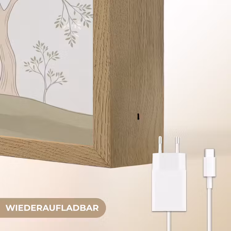 Minimalistisch - Kraanvogels - Blauw Light Box met batterij (Wandlamp) middel -USP_websiteoplaadbaarDE