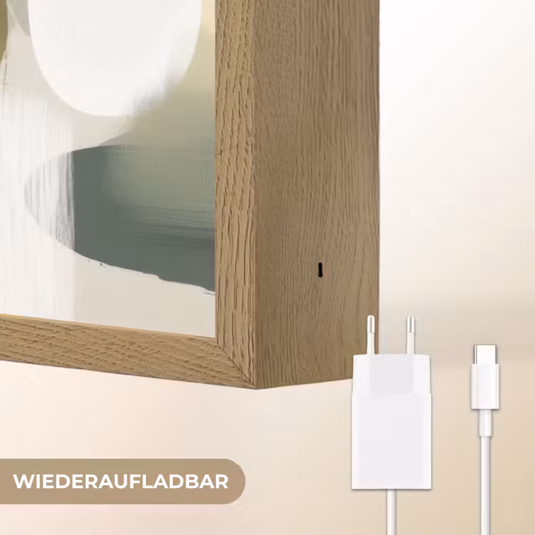 Minimalistisch - Cirkels - Penseelstreken - Beige Light Box met batterij (Wandlamp) middel -USP_websiteoplaadbaarDE