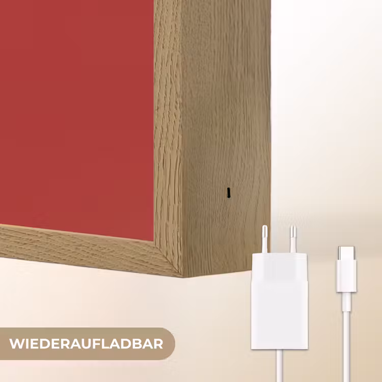 Minimalistisch - Lijnillustratie - Rood Light Box met batterij (Wandlamp) middel -USP_websiteoplaadbaarDE