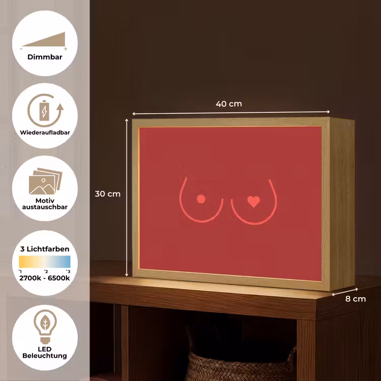 Minimalistisch - Lijnillustratie - Rood Light Box met batterij (Wandlamp) middel -USP_websiteoverzichtDE