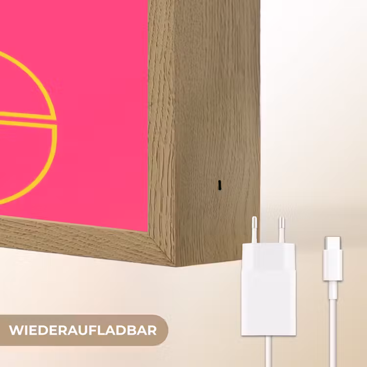 Minimalistisch - Roze - Dream big - Grafisch Light Box met batterij (Wandlamp) middel -USP_websiteoplaadbaarDE