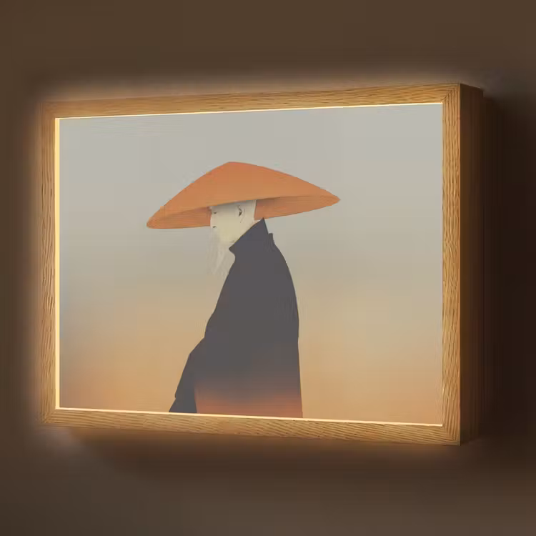 Minimalistisch - Silhouet - Oranje Light Box met batterij (Wandlamp) middel -z3d_website