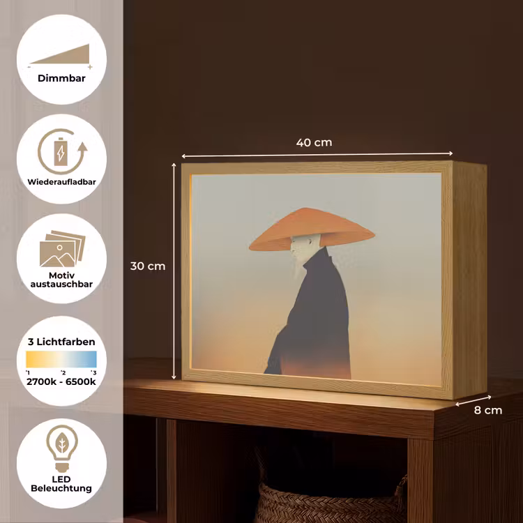 Minimalistisch - Silhouet - Oranje Light Box met batterij (Wandlamp) middel -USP_websiteoverzichtDE