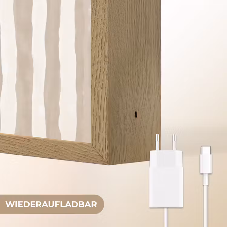 Minimalistisch - Strepen - Beige Light Box met batterij (Wandlamp) middel 907 -USP_websiteoplaadbaarDE