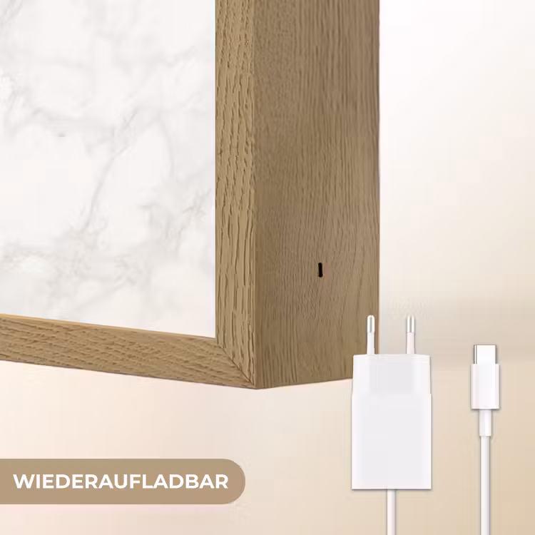 Minimalistisch - Wit - Grijze aders Light Box met batterij (Wandlamp) middel 907 -USP_websiteoplaadbaarDE