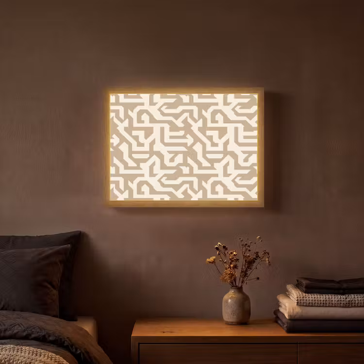 Modern - Abstract - Beige Light Box met batterij (Wandlamp) middel 907 -sfeer4