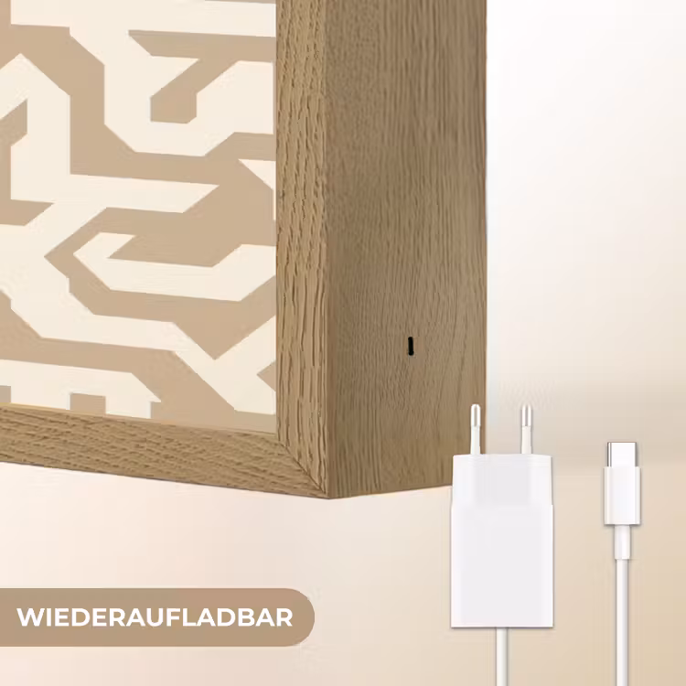 Modern - Abstract - Beige Light Box met batterij (Wandlamp) middel 907 -USP_websiteoplaadbaarDE