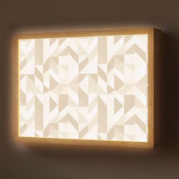 Modern - Abstract - Beige Light Box met batterij (Wandlamp) middel 907 -z3d_website