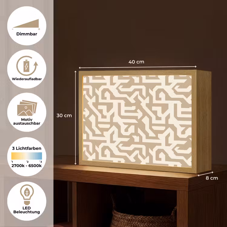 Modern - Abstract - Beige Light Box met batterij (Wandlamp) middel 907 -USP_websiteoverzichtDE