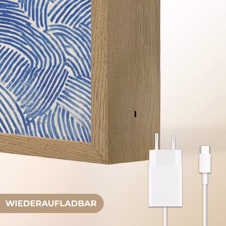 Modern - Abstract - Blauw Light Box met batterij (Wandlamp) middel 907 -USP_websiteoplaadbaarDE