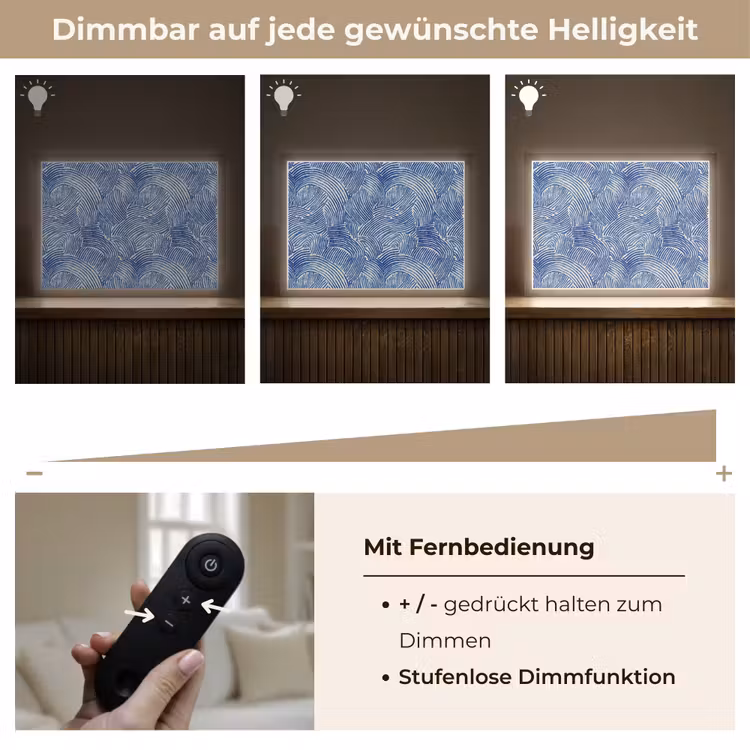 Modern - Abstract - Blauw Light Box met batterij (Wandlamp) middel 907 -USP_dimbaarDE