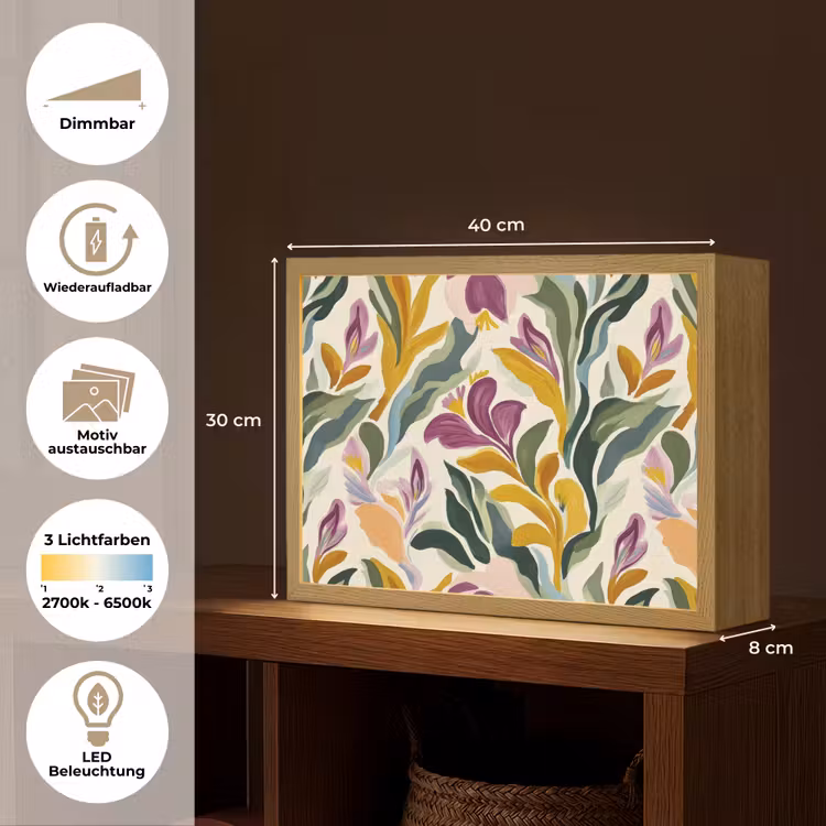 Modern - Abstract - Kleurrijk Light Box met batterij (Wandlamp) middel 907 -USP_websiteoverzichtDE