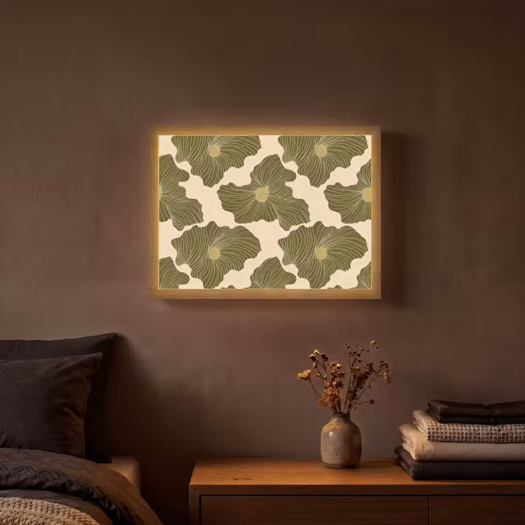 Modern - Abstract - Groen Light Box met batterij (Wandlamp) middel 907 -sfeer4
