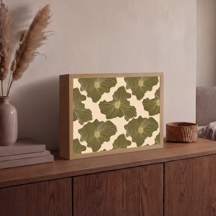 Modern - Abstract - Groen Light Box met batterij (Wandlamp) middel 907 -sfeer2