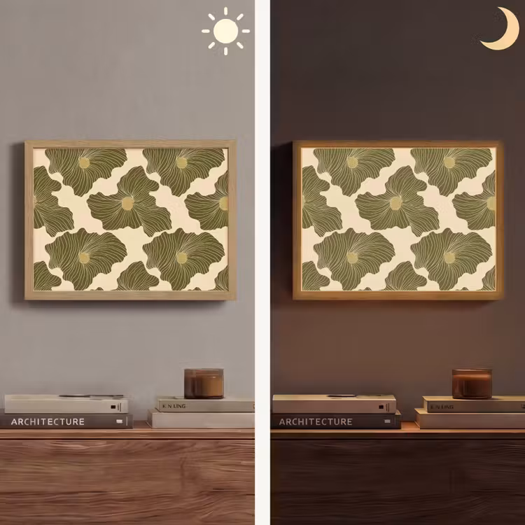 Modern - Abstract - Groen Light Box met batterij (Wandlamp) middel 907 -sfeer3
