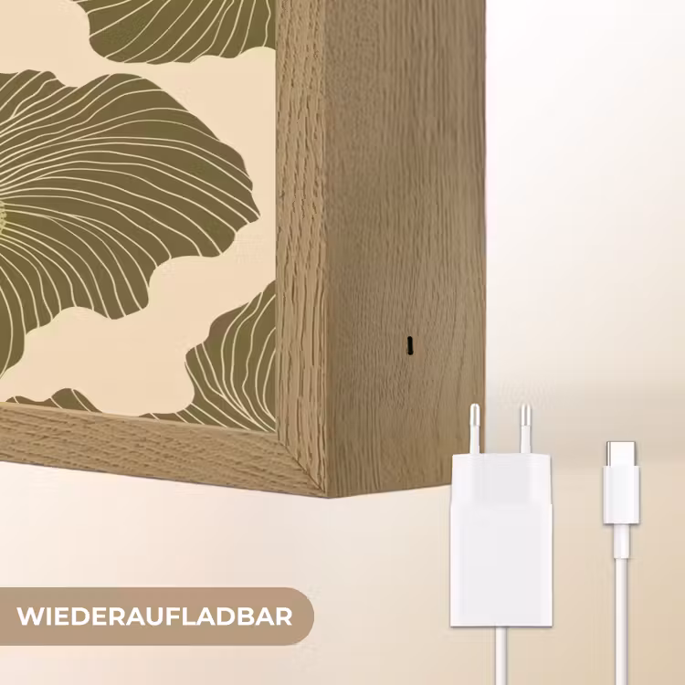 Modern - Abstract - Groen Light Box met batterij (Wandlamp) middel 907 -USP_websiteoplaadbaarDE