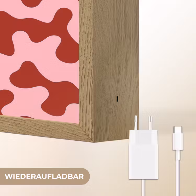 Modern - Abstract - Rood Light Box met batterij (Wandlamp) middel 907 -USP_websiteoplaadbaarDE