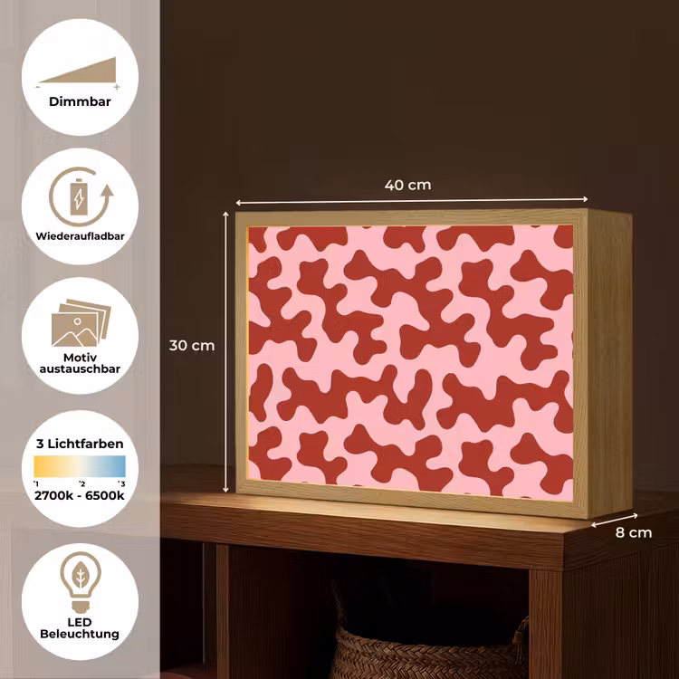 Modern - Abstract - Rood Light Box met batterij (Wandlamp) middel 907 -USP_websiteoverzichtDE