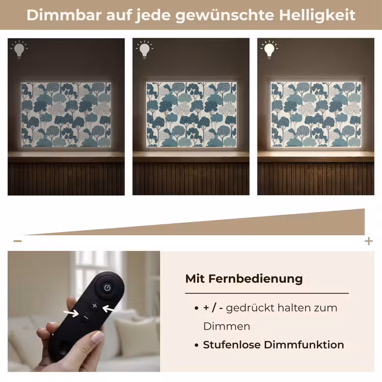 Modern - Bomen - Bos - Patroon - Blauw Light Box met batterij (Wandlamp) middel 907 -USP_dimbaarDE