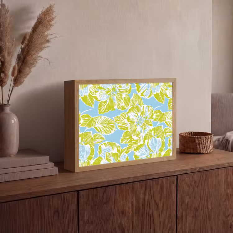 Modern - Bloemen - Groen Light Box met batterij (Wandlamp) middel 907 -sfeer2