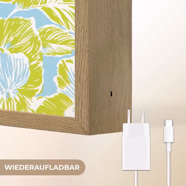 Modern - Bloemen - Groen Light Box met batterij (Wandlamp) middel 907 -USP_websiteoplaadbaarDE