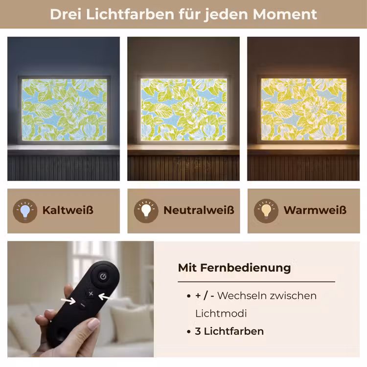 Modern - Bloemen - Groen Light Box met batterij (Wandlamp) middel 907 -USP_lichtkleurDE
