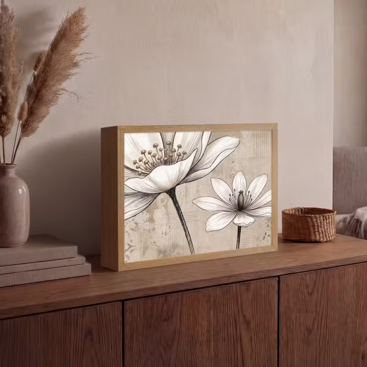 Modern - Design - Wit Light Box met batterij (Wandlamp) middel -sfeer2