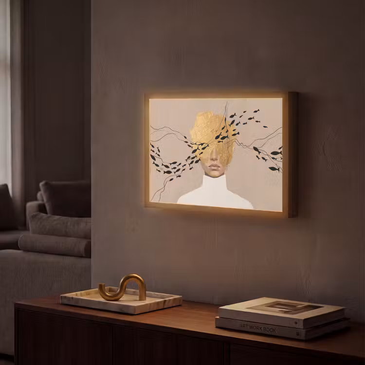 Modern - Vrouw - Goud Light Box met batterij (Wandlamp) middel -sfeer1