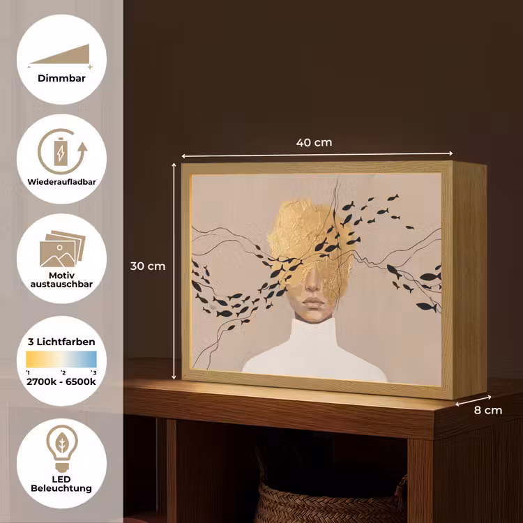 Modern - Vrouw - Goud Light Box met batterij (Wandlamp) middel -USP_websiteoverzichtDE