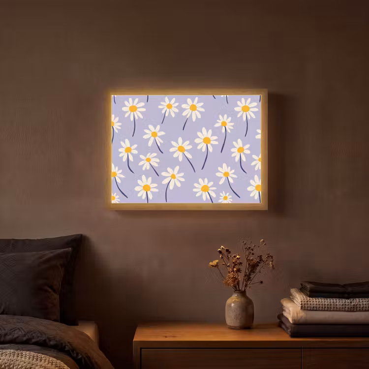 Modern - Madelief - Paars Light Box met batterij (Wandlamp) middel 907 -sfeer4