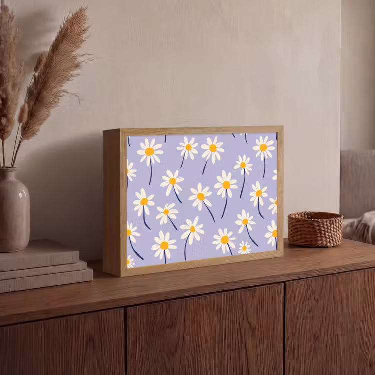 Modern - Madelief - Paars Light Box met batterij (Wandlamp) middel 907 -sfeer2