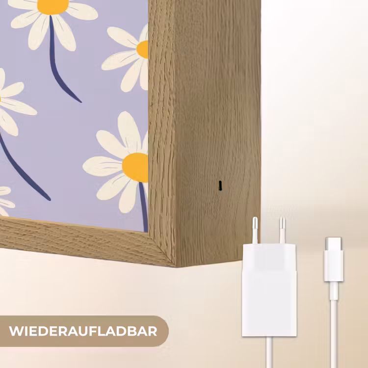 Modern - Madelief - Paars Light Box met batterij (Wandlamp) middel 907 -USP_websiteoplaadbaarDE