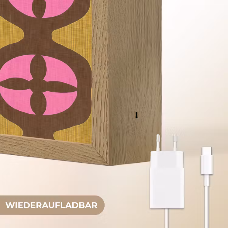 Modern - Patroon - Roze Light Box met batterij (Wandlamp) middel 907 -USP_websiteoplaadbaarDE