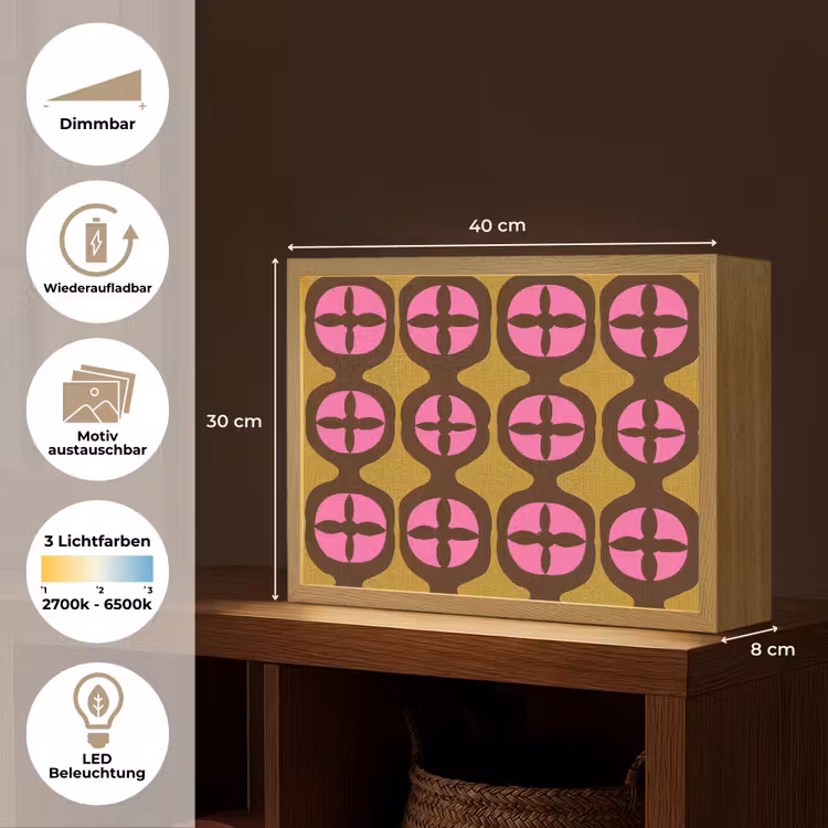 Modern - Patroon - Roze Light Box met batterij (Wandlamp) middel 907 -USP_websiteoverzichtDE