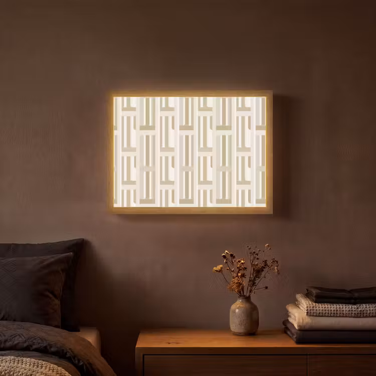 Modern - Geometrisch - Beige Light Box met batterij (Wandlamp) middel 907 -sfeer4