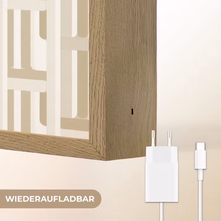 Modern - Geometrisch - Beige Light Box met batterij (Wandlamp) middel 907 -USP_websiteoplaadbaarDE