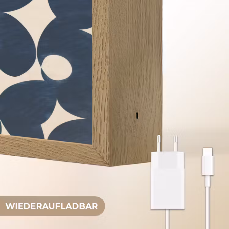 Modern - Geometrisch - Blauw Light Box met batterij (Wandlamp) middel 907 -USP_websiteoplaadbaarDE