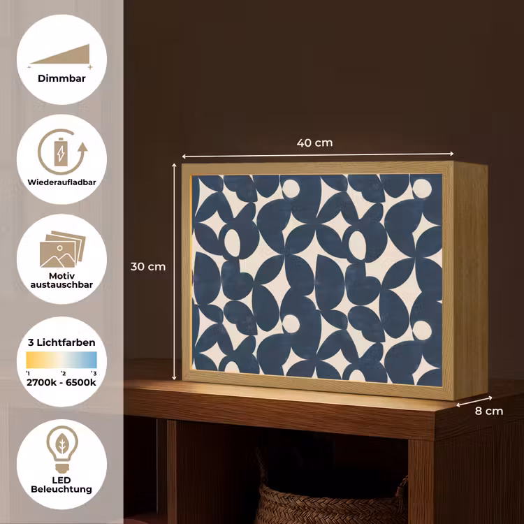 Modern - Geometrisch - Blauw Light Box met batterij (Wandlamp) middel 907 -USP_websiteoverzichtDE