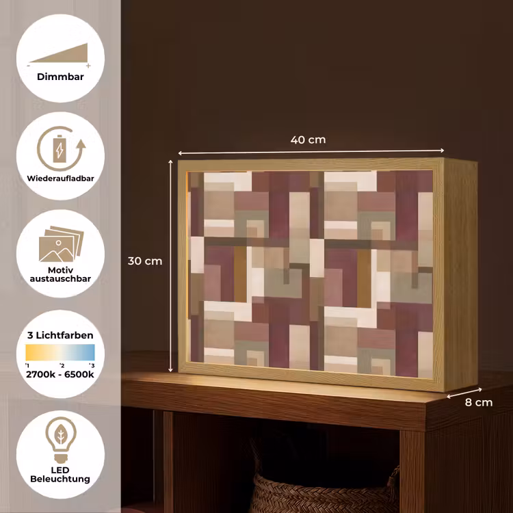 Modern - Geometrie - Kleurrijk Light Box met batterij (Wandlamp) middel 907 -USP_websiteoverzichtDE