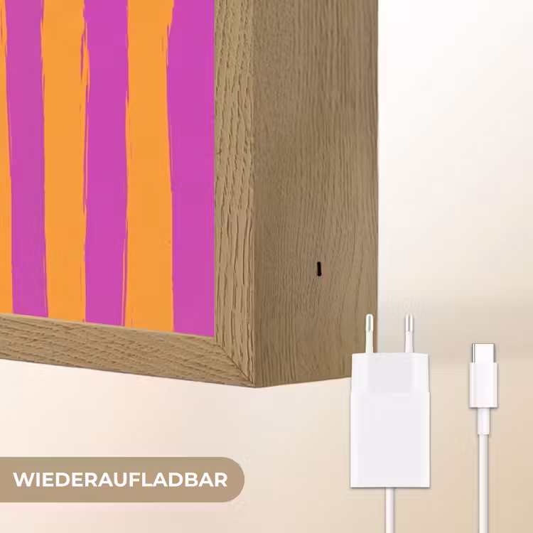 Modern - Hello - Oranje Light Box met batterij (Wandlamp) middel -USP_websiteoplaadbaarDE