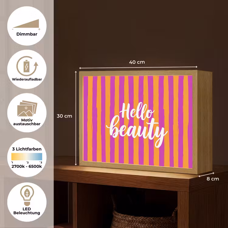 Modern - Hello - Oranje Light Box met batterij (Wandlamp) middel -USP_websiteoverzichtDE