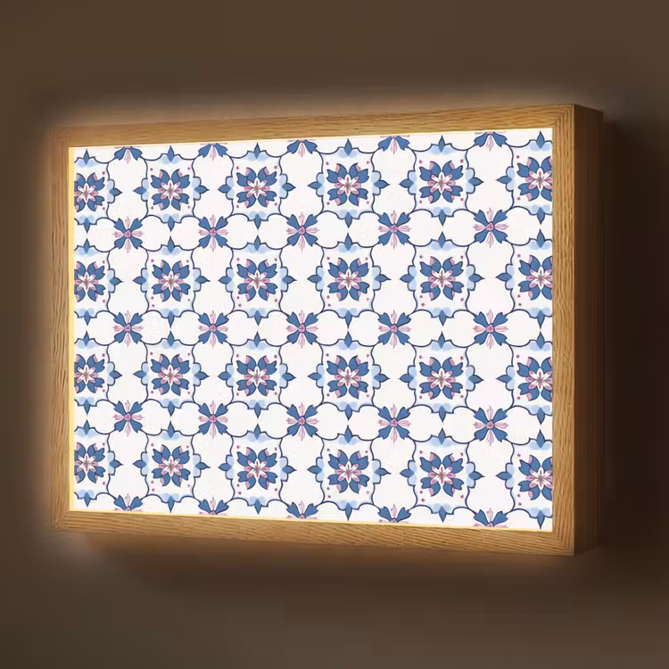 Modern - Patroon - Blauw - Roze Light Box met batterij (Wandlamp) middel 907 -z3d_website