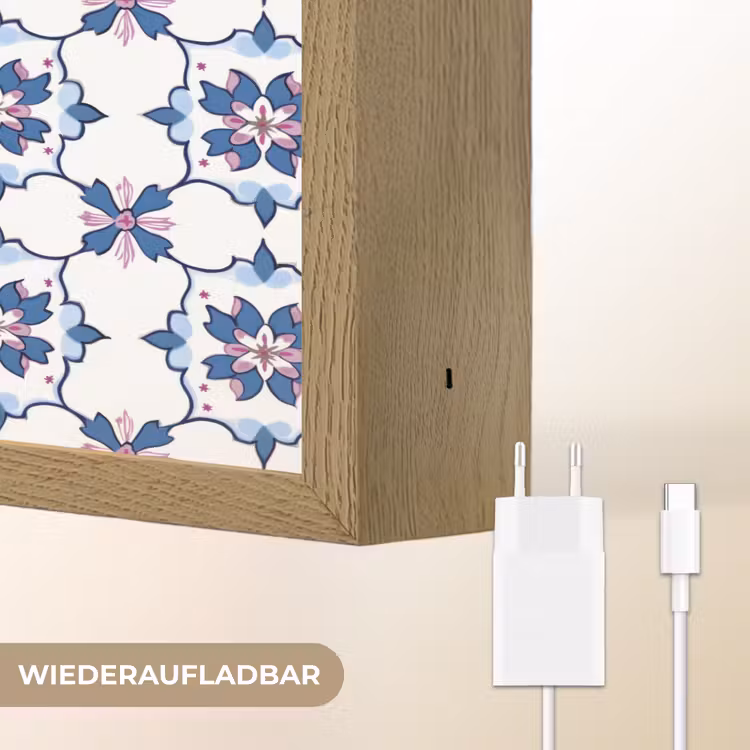 Modern - Patroon - Blauw - Roze Light Box met batterij (Wandlamp) middel 907 -USP_websiteoplaadbaarDE