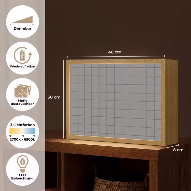 Modern - Patroon - Grijs Light Box met batterij (Wandlamp) middel 907 -USP_websiteoverzichtDE