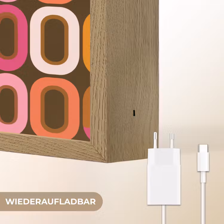 Modern - Retro - Kleurrijk Light Box met batterij (Wandlamp) middel 907 -USP_websiteoplaadbaarDE